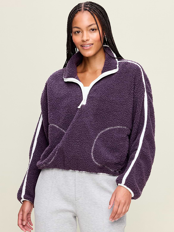 Loose Sherpa Quarter-Zip Pullover