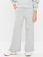 L'image numéro 1 présente Pantalon jambe large à taille haute en molleton raffiné pour fille