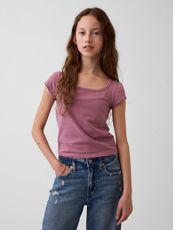 Kids CloseKnit Jersey Square-Neck T-Shirt