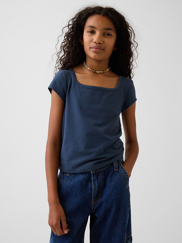 Kids CloseKnit Jersey Square-Neck T-Shirt