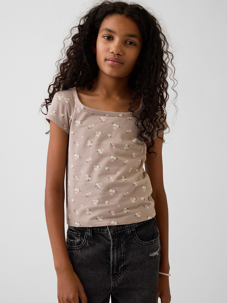 L'image numéro 1 présente T-shirt moulant à encolure carrée en jersey pour Enfant