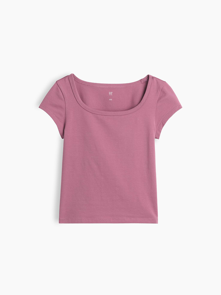 L'image numéro 2 présente T-shirt moulant à encolure carrée en jersey pour Enfant