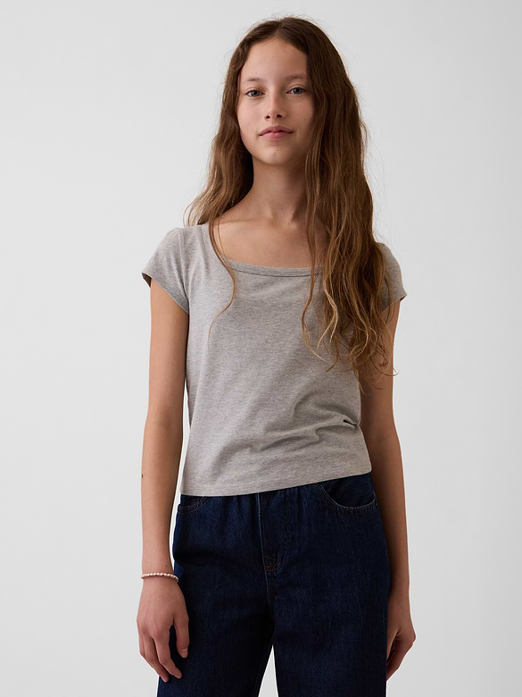 Kids CloseKnit Jersey Square-Neck T-Shirt