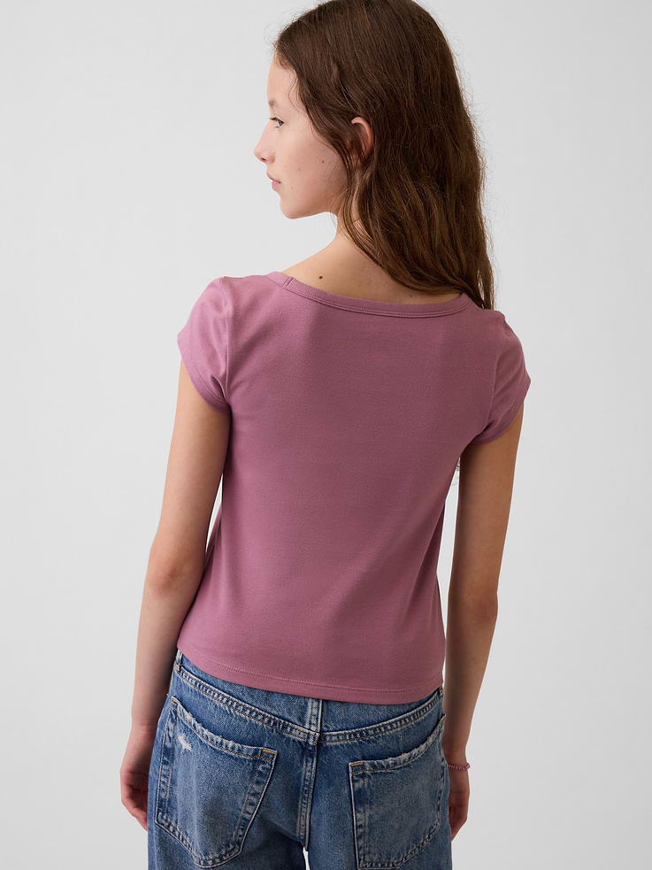 L'image numéro 3 présente T-shirt moulant à encolure carrée en jersey pour Enfant