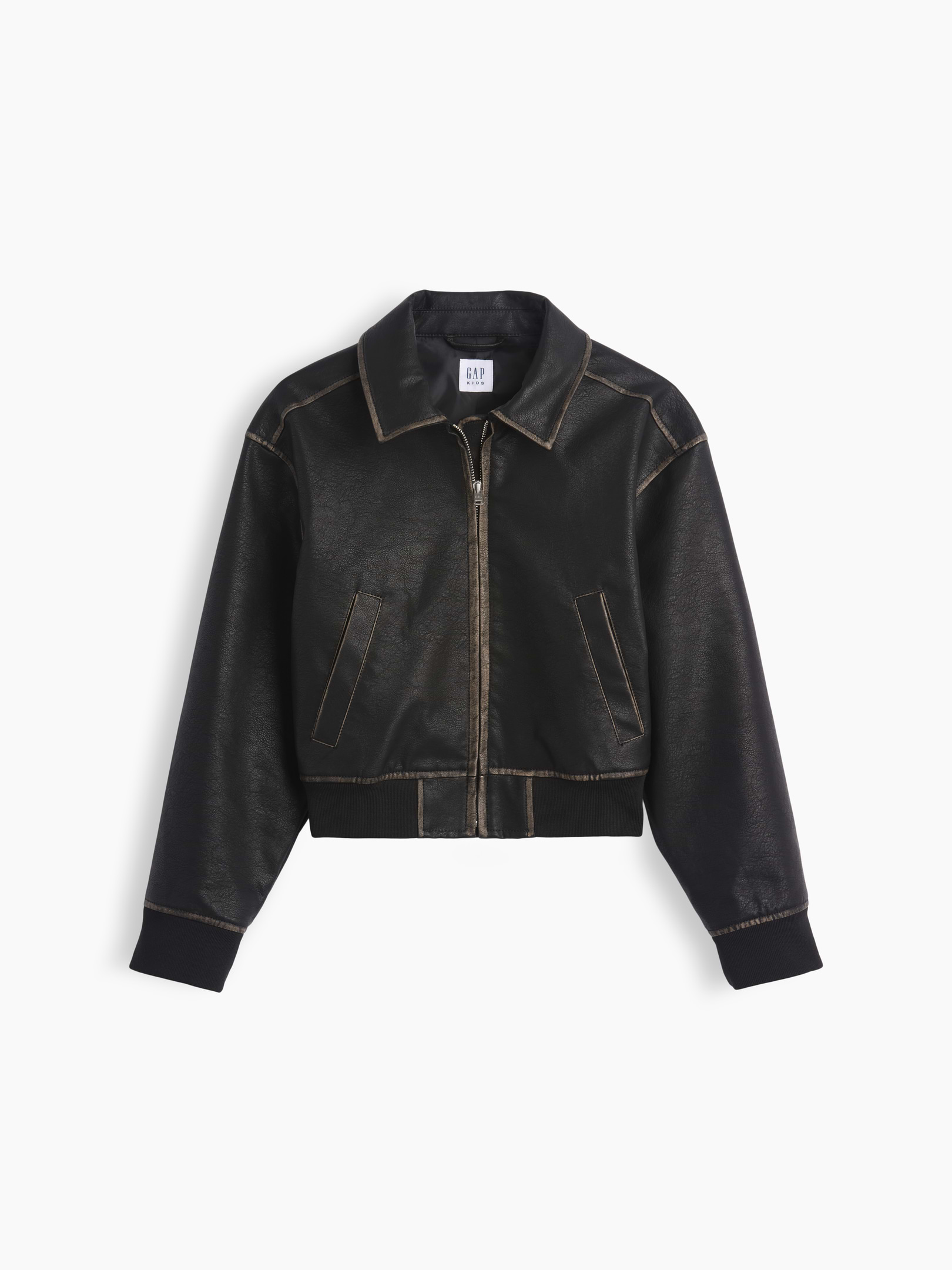 Image 2 of 6, Kids Vegan Leather Bomber Jacket