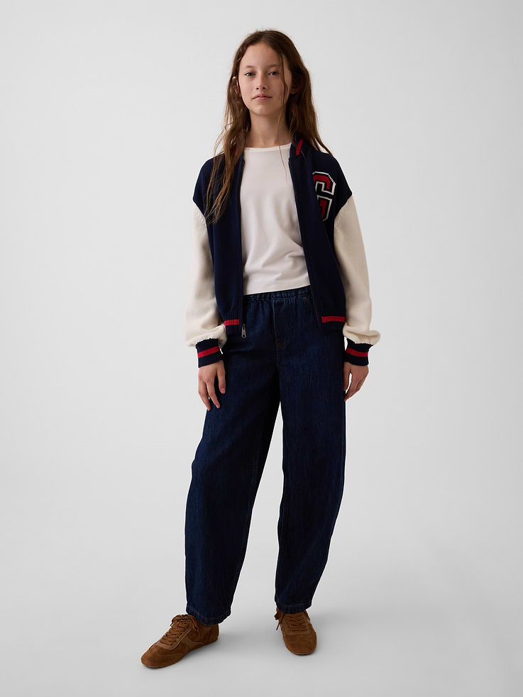 Image number 4 showing, Kids 100% Cotton Relaxed Varsity Sweater Jacket
