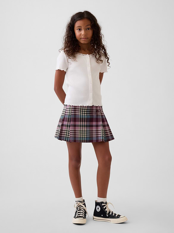 Kids Plaid Pleated Skort