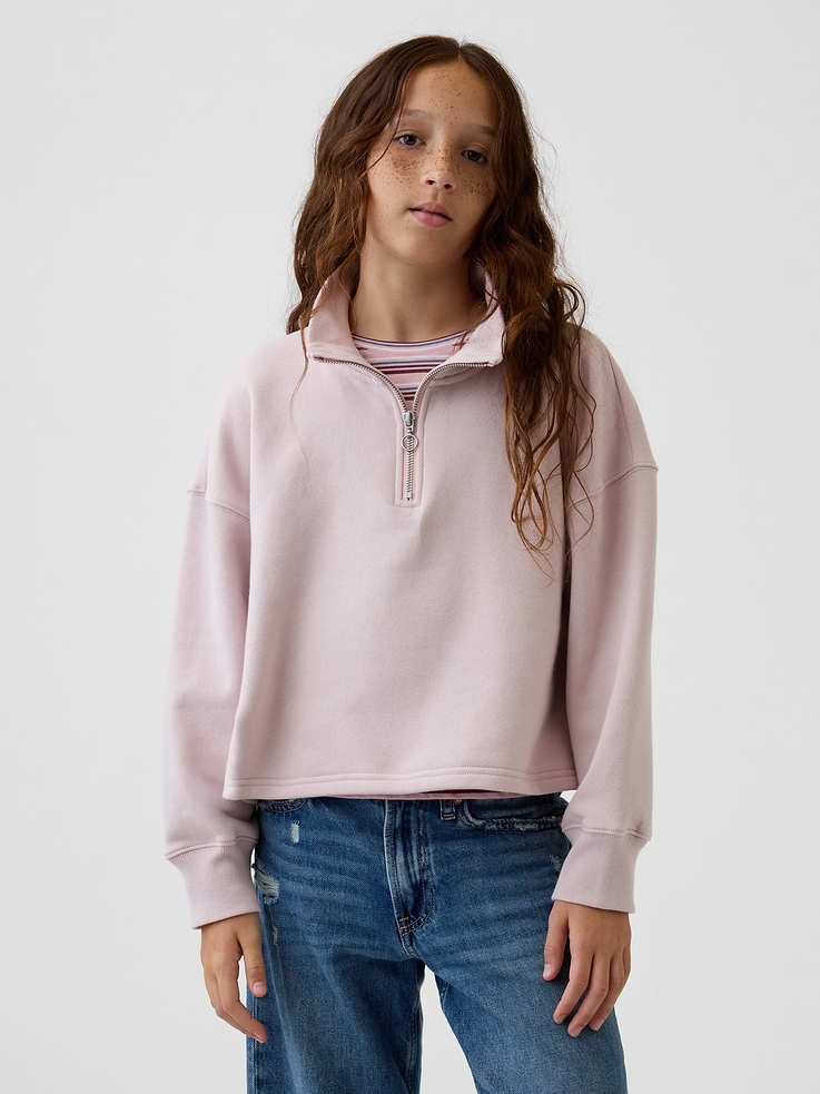 Image number 1 showing, Kids VintageSoft Oversized Quarter-Zip Pullover