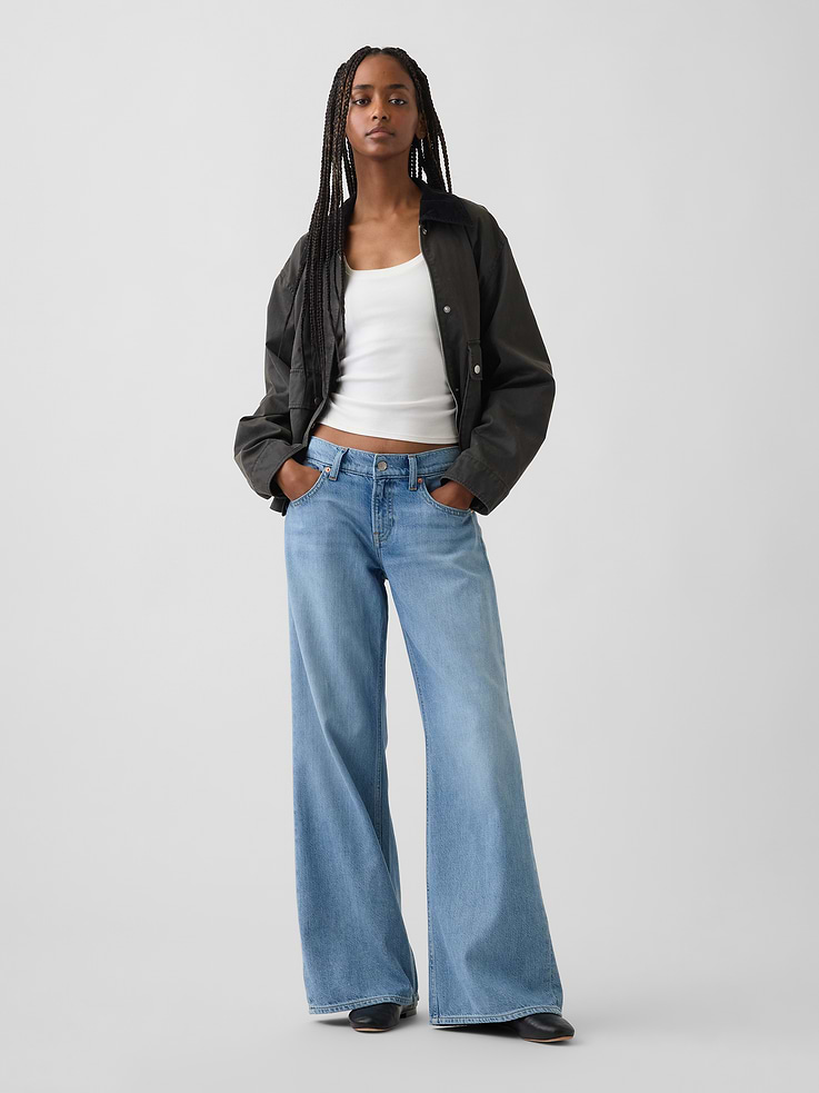 Image number 1 showing, Low Rise UltraSoft Stride Wide-Leg Jeans