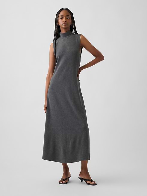 gap grey maxi dress Women's Mockneck by Dark Heather Petite Size L Lined bodice