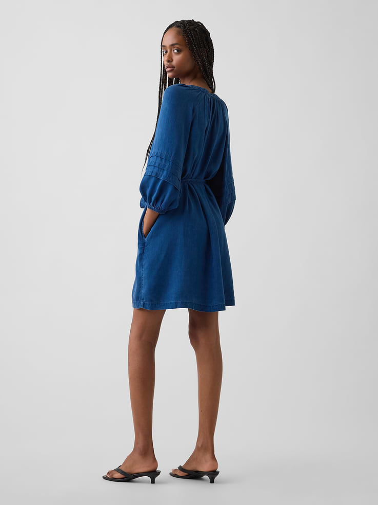 Image number 2 showing, Denim Tie-Waist Mini Shirtdress