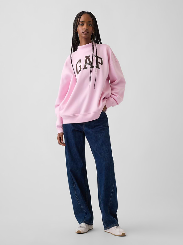 VintageSoft Oversized Mockneck Logo Sweatshirt
