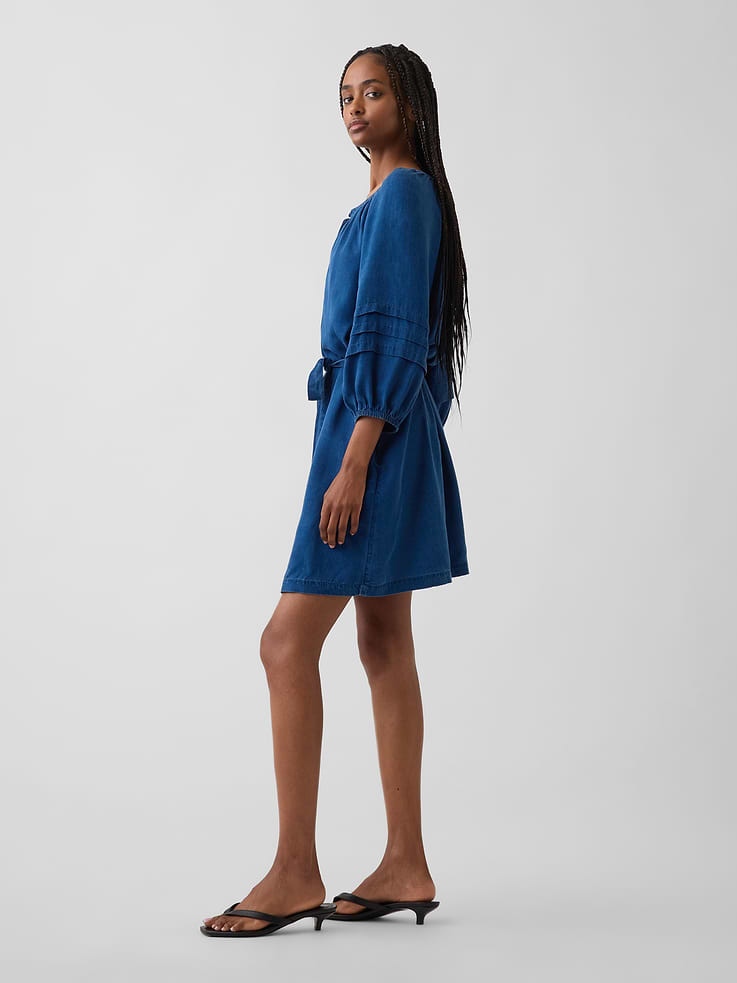 Image number 3 showing, Denim Tie-Waist Mini Shirtdress