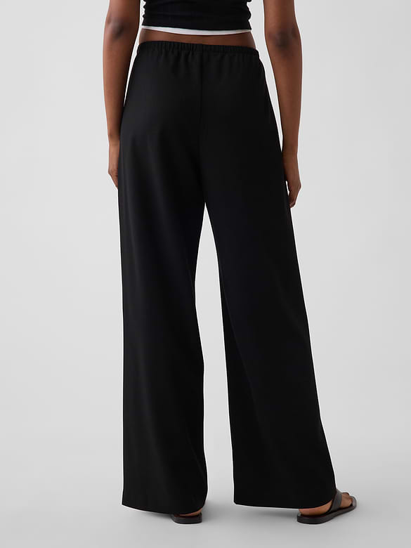 Brushed Twill Easy Wide-Leg Pants