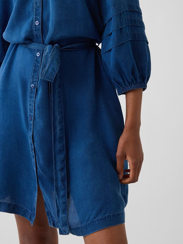 Image number 5 showing, Denim Tie-Waist Mini Shirtdress