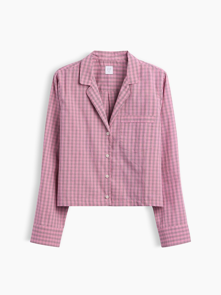 Image number 3 showing, Poplin Oversized Crop PJ Shirt
