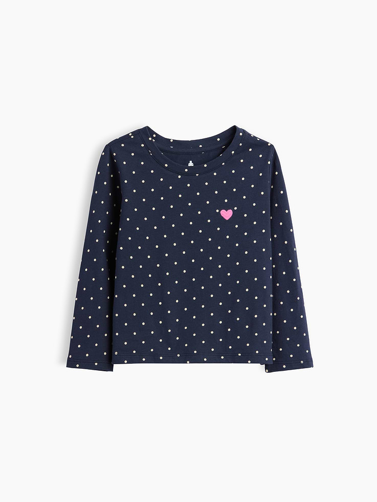 Image 1 de 2, Passez de l’heure des câlins à l’heure du jeu en un rien de temps grâce à nos indispensables préférés à agencer à volonté. Tous les modèles sont faits de coton doux avec des motifs amusants et des couleurs vives., Jersey de coton doux., Ras du cou., Manches longues., Motif sur l’ensemble., Produit #912449