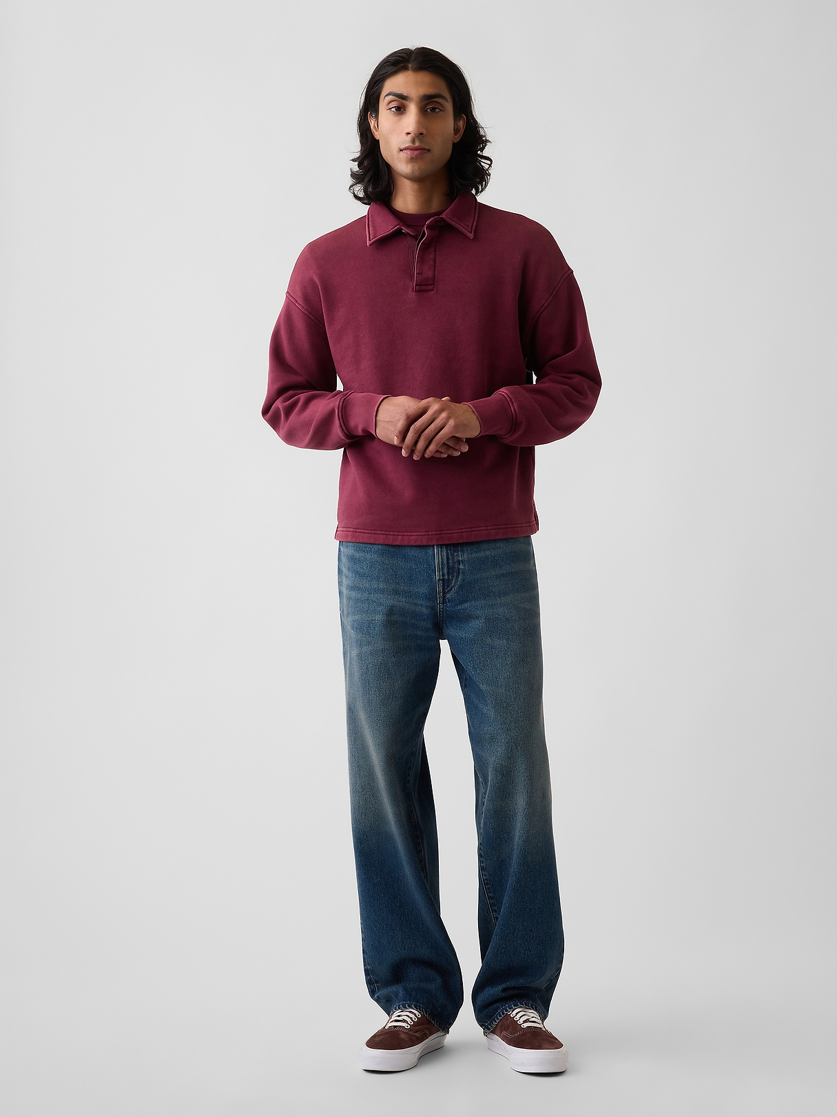 VintageSoft Oversized Polo Sweatshirt | Gap
