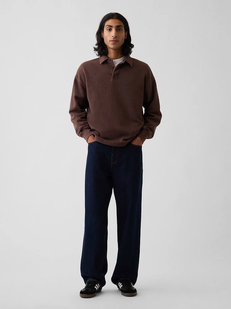 Image number 2 showing, VintageSoft Oversized Polo Sweatshirt