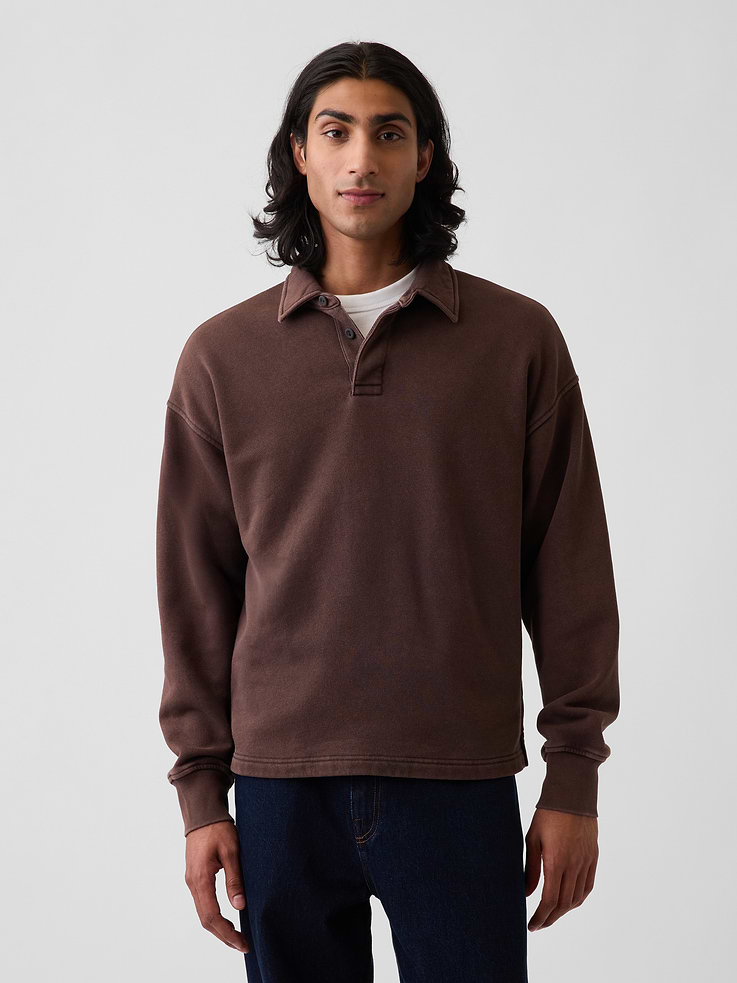 Image number 1 showing, VintageSoft Oversized Polo Sweatshirt