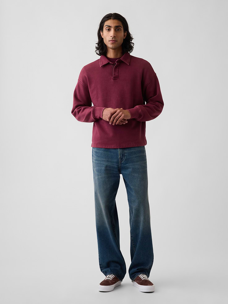 Image number 2 showing, VintageSoft Oversized Polo Sweatshirt
