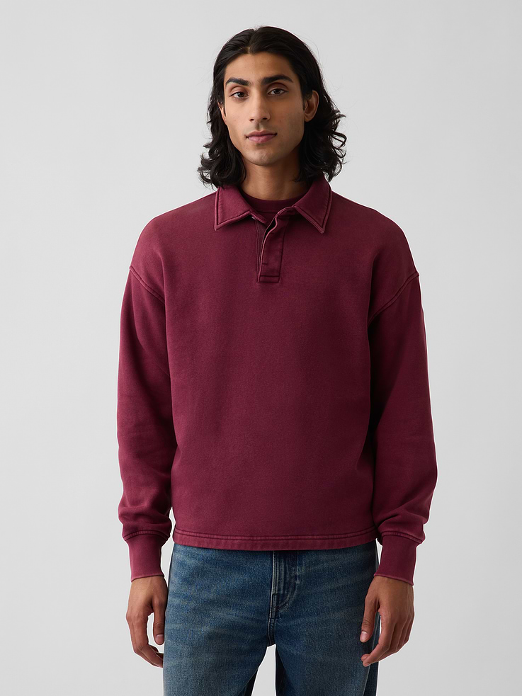Image number 1 showing, VintageSoft Oversized Polo Sweatshirt