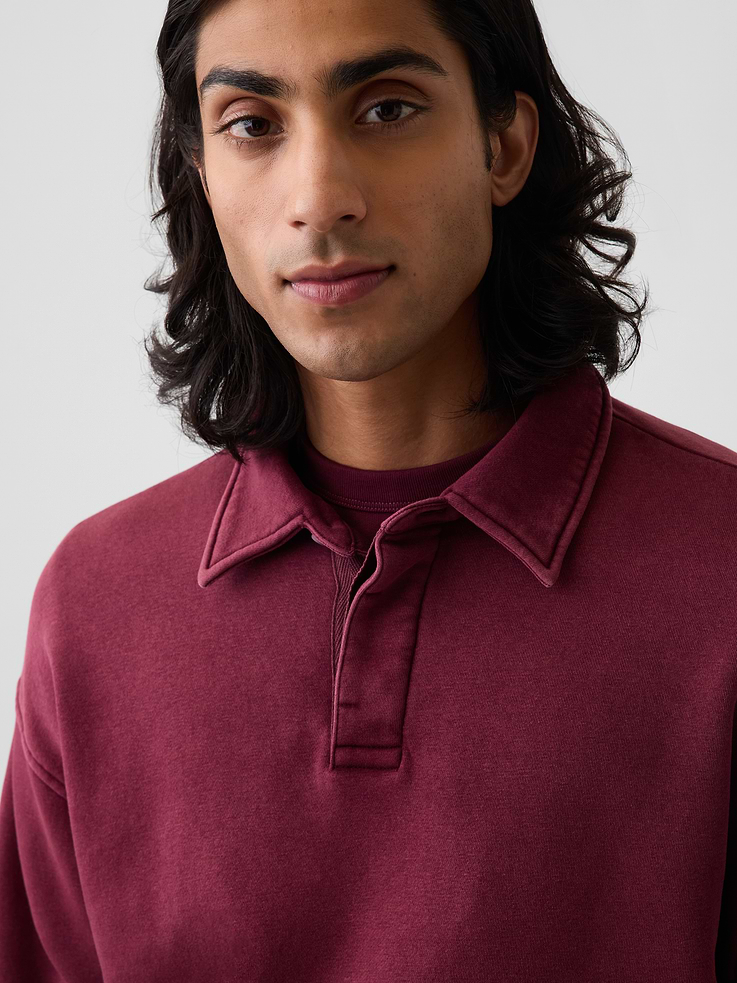 Image number 4 showing, VintageSoft Oversized Polo Sweatshirt