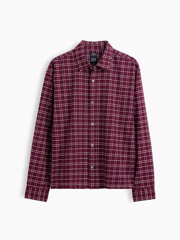 Relaxed Crop Straight-Hem Oxford Shirt