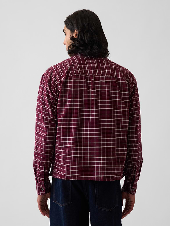 Relaxed Crop Straight-Hem Oxford Shirt