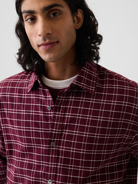 Relaxed Crop Straight-Hem Oxford Shirt