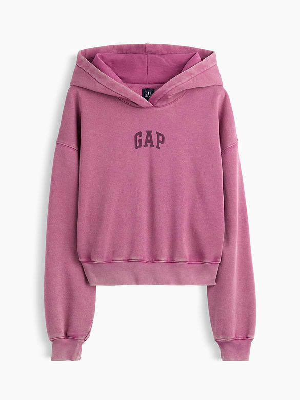VintageSoft Crop Logo Hoodie