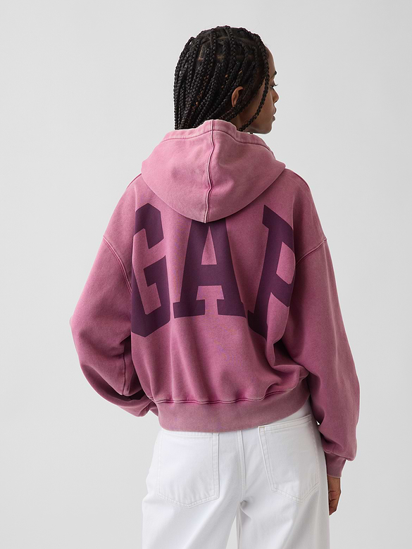 VintageSoft Crop Logo Hoodie