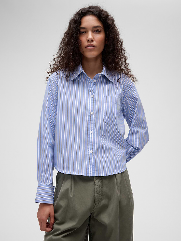 Image number 1 showing, GapStudio Poplin Crop Shirt