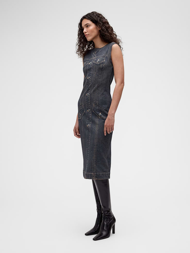 Image number 1 showing, GapStudio Printed Denim Terry Dress