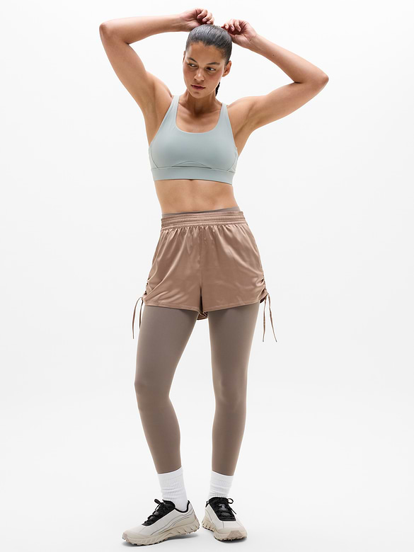 Featherweight Satin Ruched Run Short