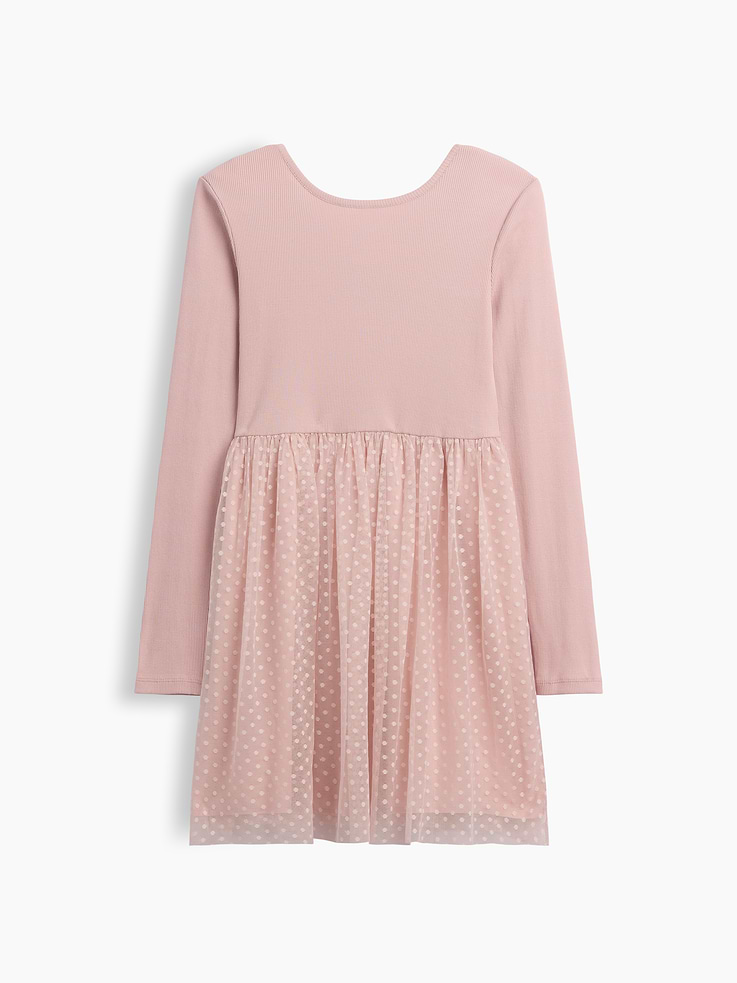 Image 1 of 3, Soft ribbed top, smooth woven skirt., Long sleeves., Round neckline., Shirring at waist., Select styles have allover print or plaid at skirt., Product #1187025