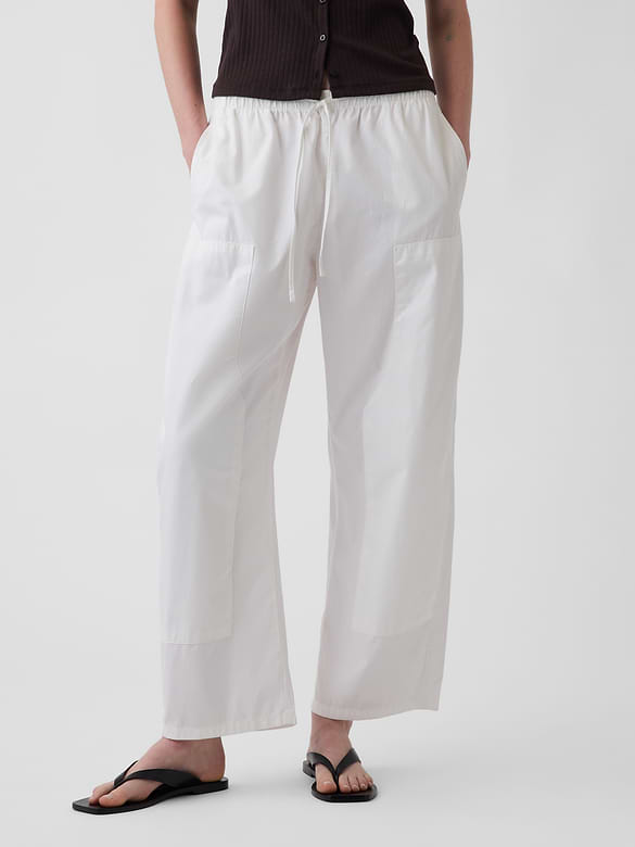 Poplin Easy Double-Knee Barrel Pants