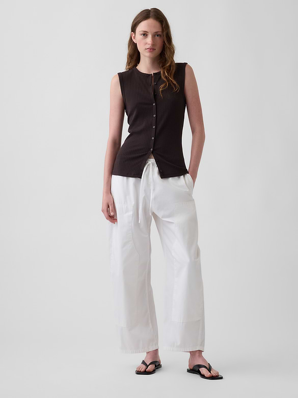Poplin Easy Double-Knee Barrel Pants