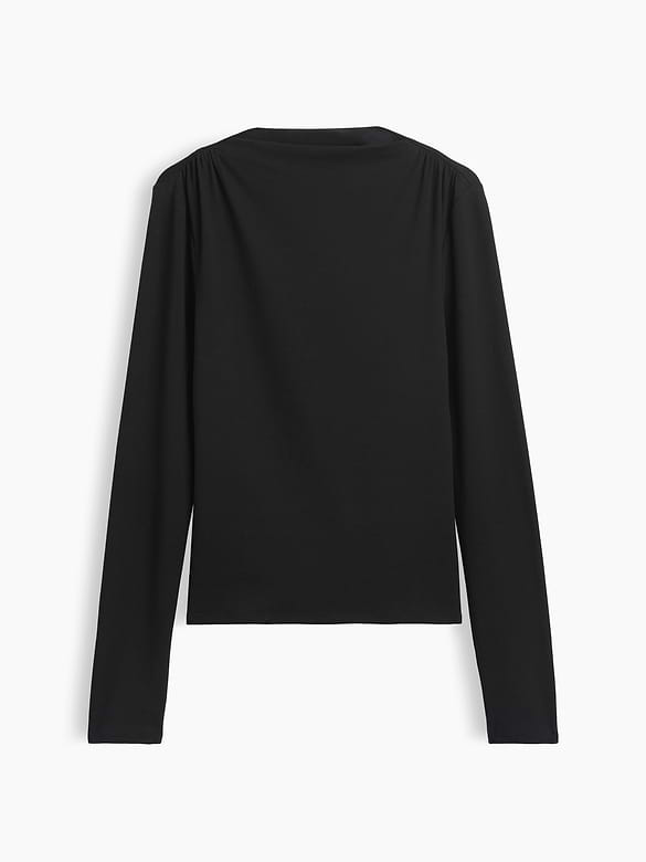 CloseKnit Jersey Funnel-Neck Ruched T-Shirt