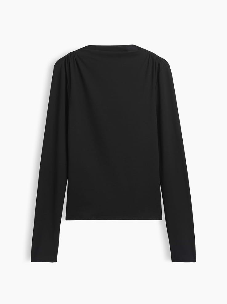 Image number 5 showing, CloseKnit Jersey Funnel-Neck Ruched T-Shirt