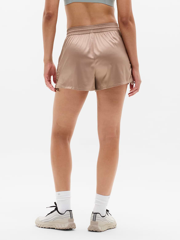 Featherweight Satin Ruched Run Short