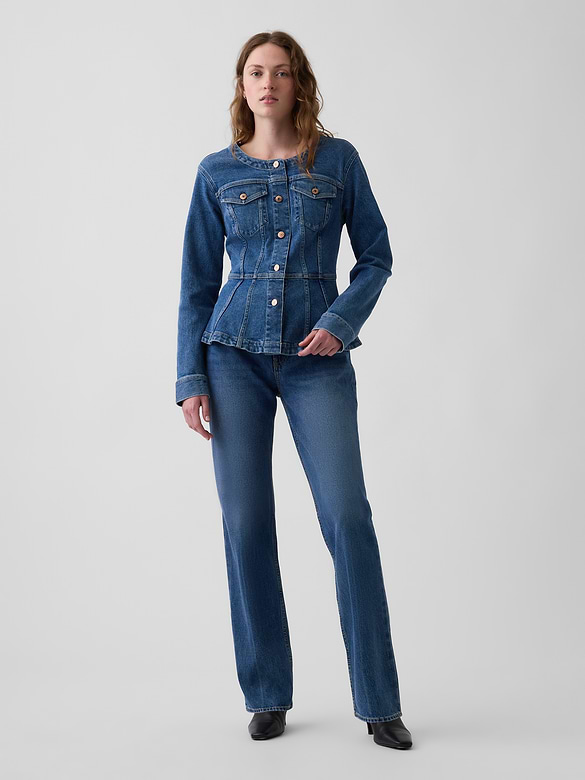 Denim Fitted Peplum Jacket