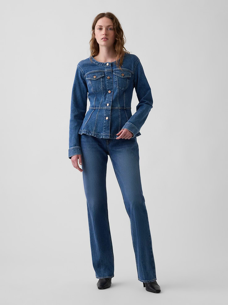 Image number 2 showing, Denim Fitted Peplum Jacket