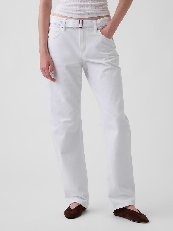 Image number 2 showing, Mid Rise Belted Straight Taper Jeans