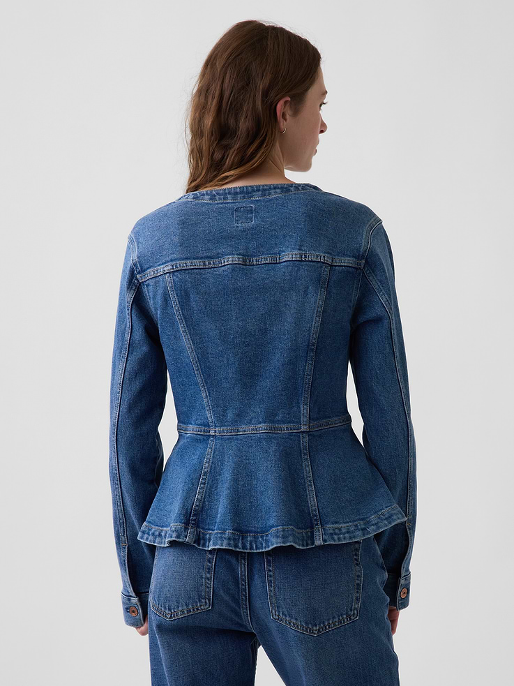 Image number 3 showing, Denim Fitted Peplum Jacket
