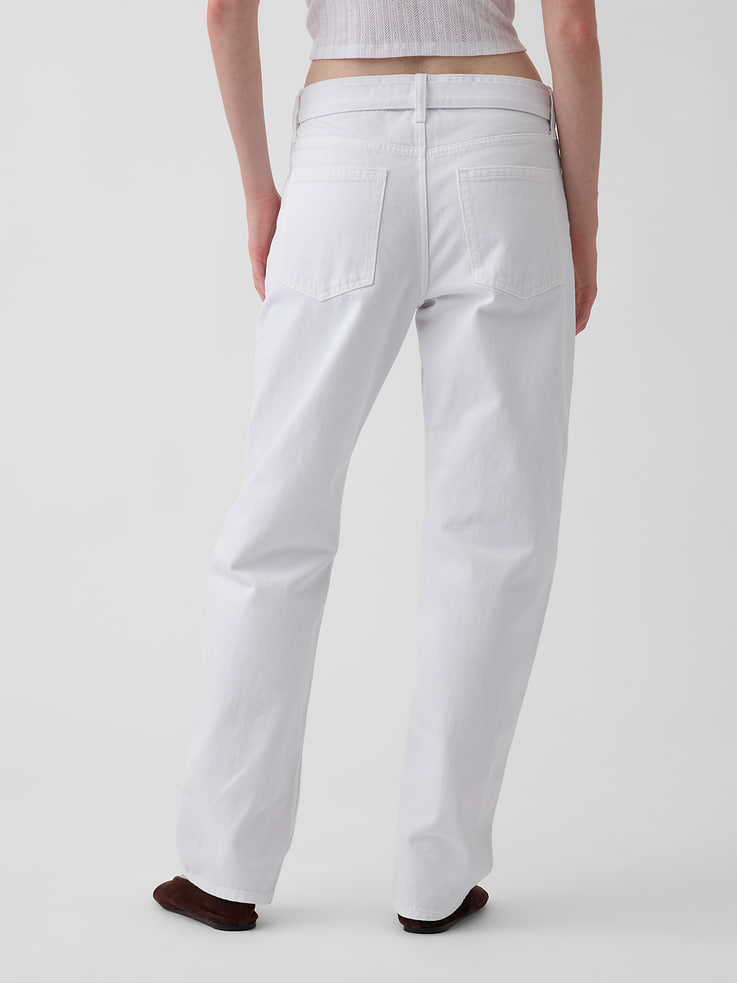 Image number 4 showing, Mid Rise Belted Straight Taper Jeans