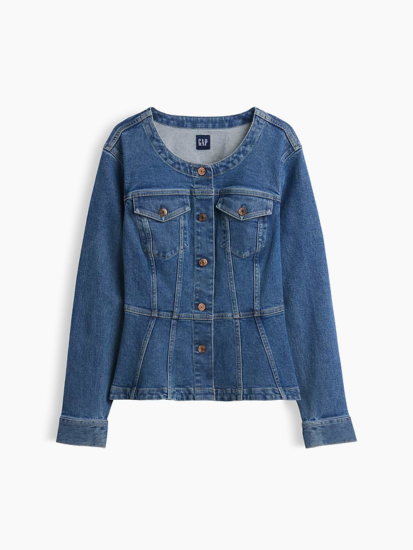 Denim Fitted Peplum Jacket
