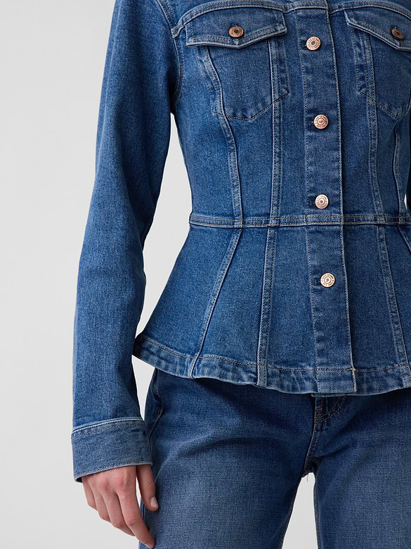 Denim Fitted Peplum Jacket