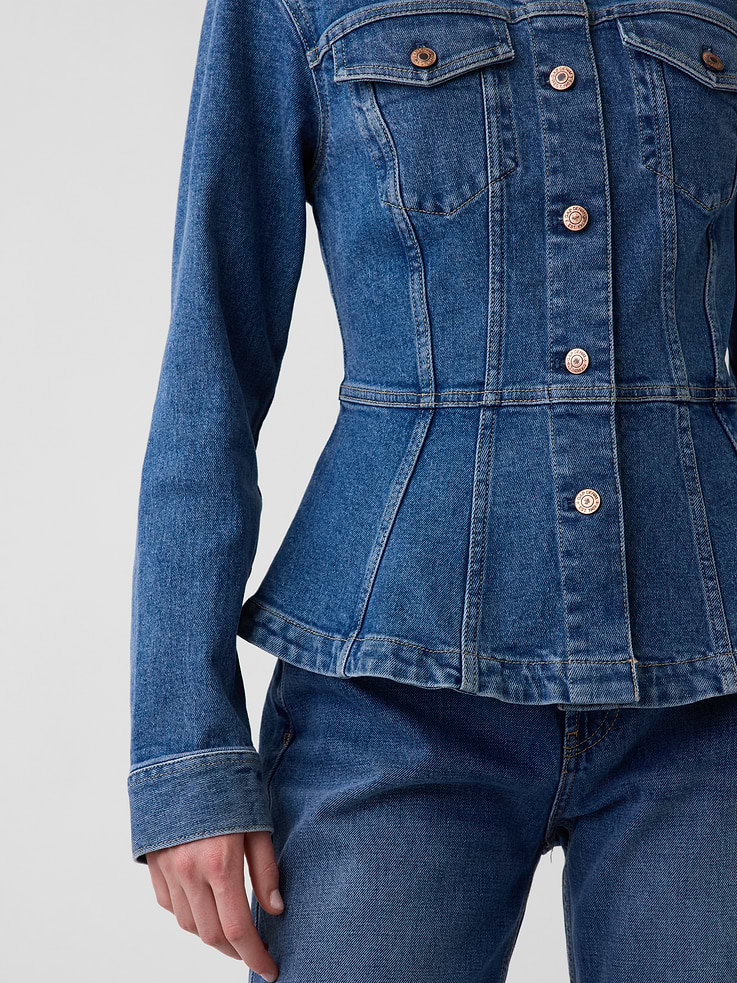 Image number 4 showing, Denim Fitted Peplum Jacket