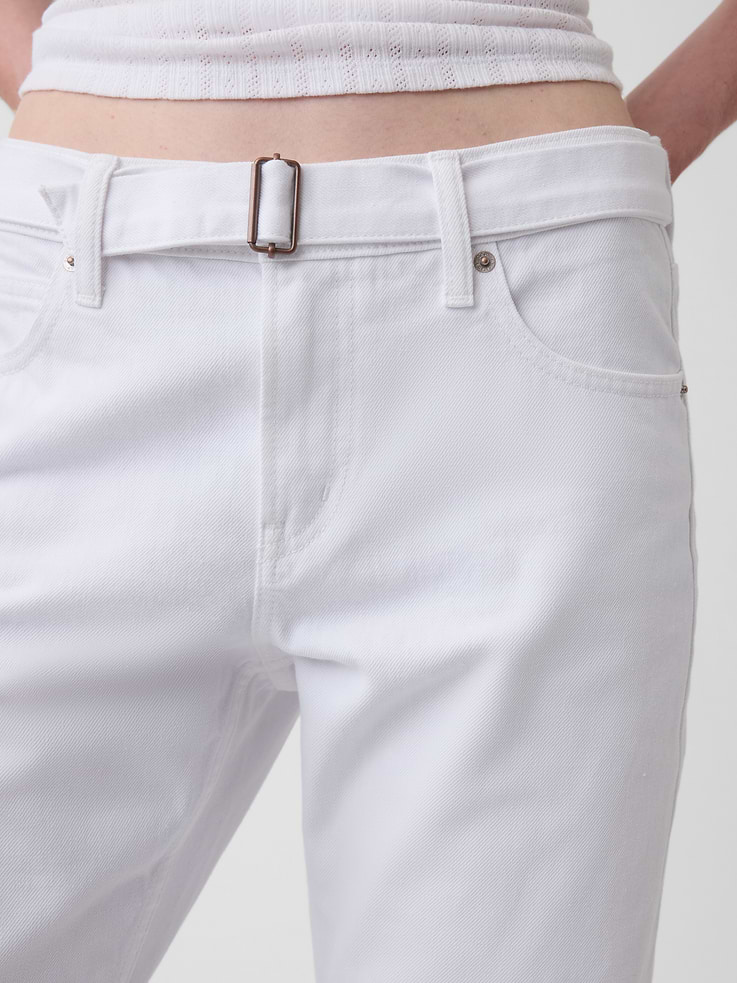 Image number 5 showing, Mid Rise Belted Straight Taper Jeans